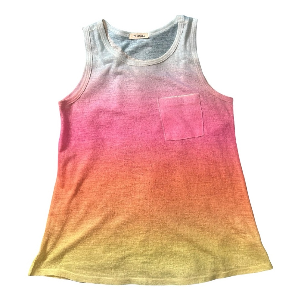 Promesa Ombre Dip Dye Tank Top - Size S, Blue/Pink/Orange/Yellow - Picture 9 of 10